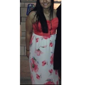 Coral floral dress
